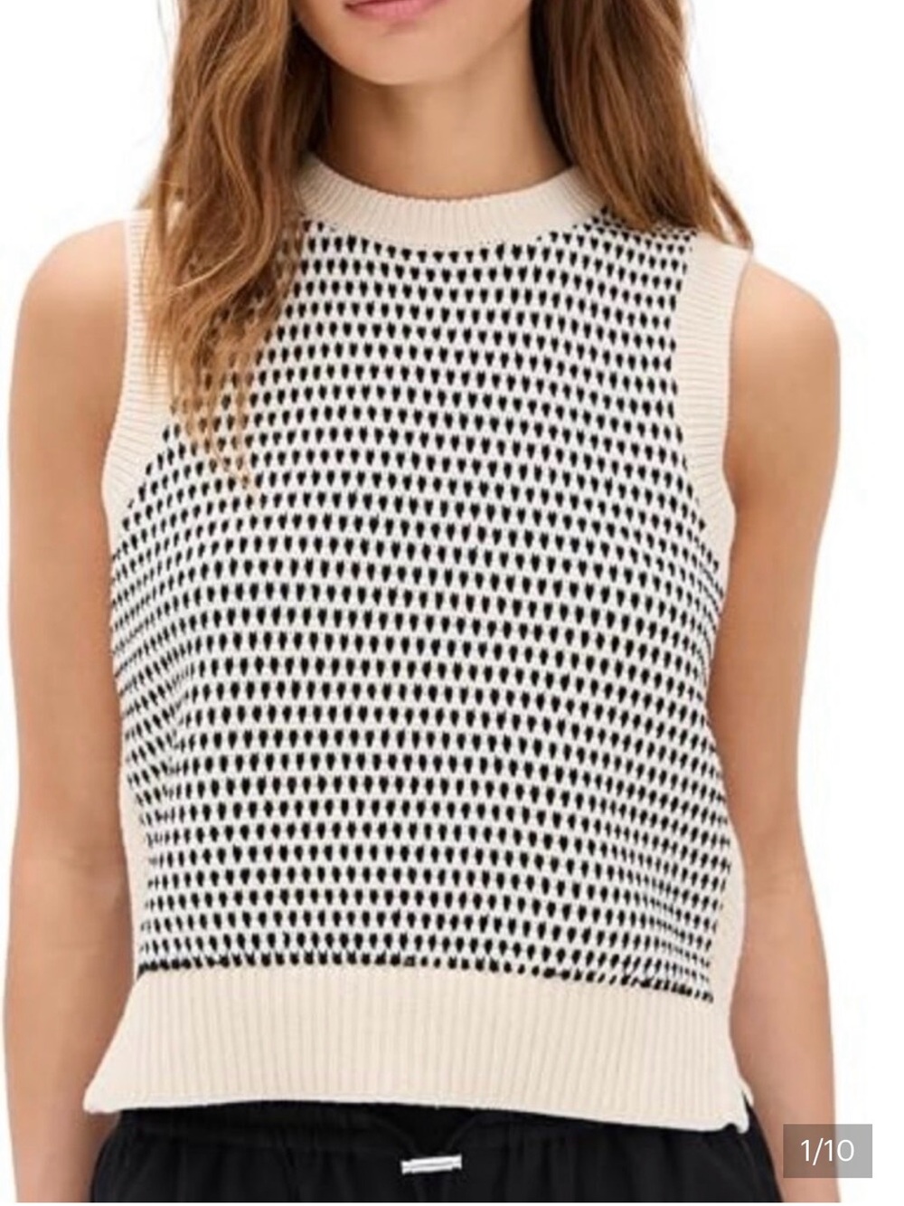 Varley Cream and Black Knit Sleeveless Tank - Picture 2 of 8
